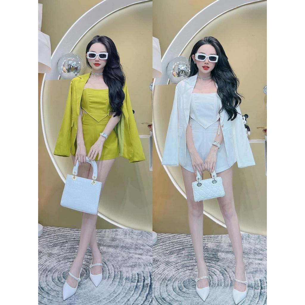 Sét bộ vest 3 món áo quây đan dây kèm áo vest và quần short bigsize Kim Ngân từ 50 kg đến 100 kg M/L/XL/Xxl Vest bigsize