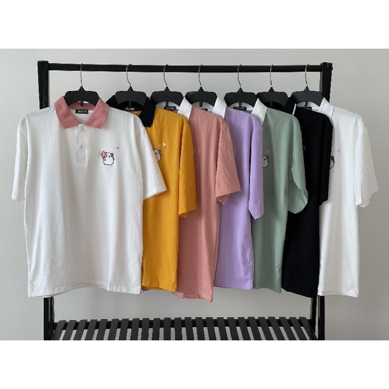 Áo polo ❤️Full size❤️HÌNH THẬT 100% B'teen tay lỡ chuột cầm hoa