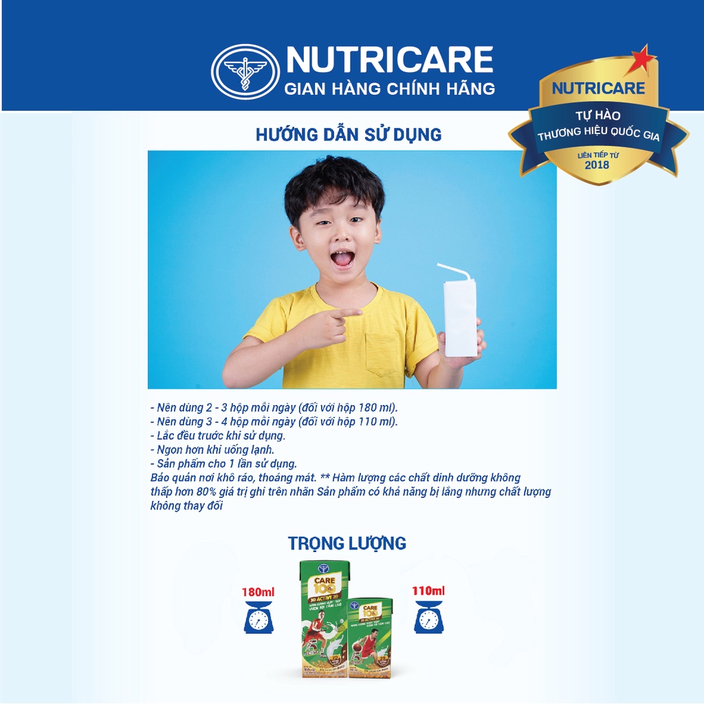 Sữa nước Nutricare Care 100 Active ca cao lúa mạch