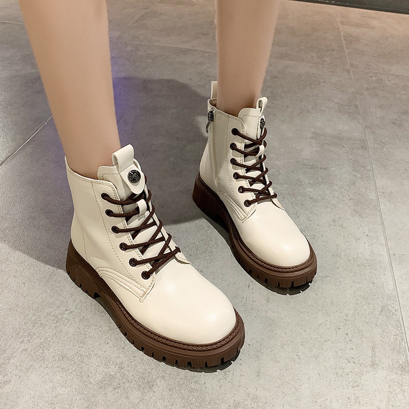 Giày bốt nữ IELGY cao đến mắt cá cột dây phong cách Anh Quốc retro thời trang cá tính  | BigBuy360 - bigbuy360.vn