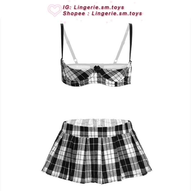 Áo Cúp Gọng Khoét Ngực - Chân Váy Kẻ Nữ Sinh • Cosplay Học Sinh Nhật Bản | BigBuy360 - bigbuy360.vn
