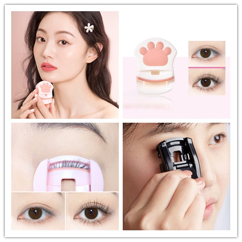 Kẹp Uốn Mi Trang Điểm Hình Bàn Chân Mèo Lâu Trôi Nhỏ Gọn Dành Cho Bạn Nữ Qipin