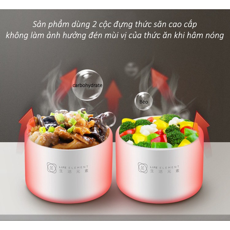 HỘP CƠM CẮM ĐIỆN LIFE ELEMENT 2 BÁT SỨ, HỘP CƠM HÂM NÓNG CHO DÂN VĂN PHÒNG, BÁT SỨ TRẮNG AN TOÀN CHO SỨC KHỎE