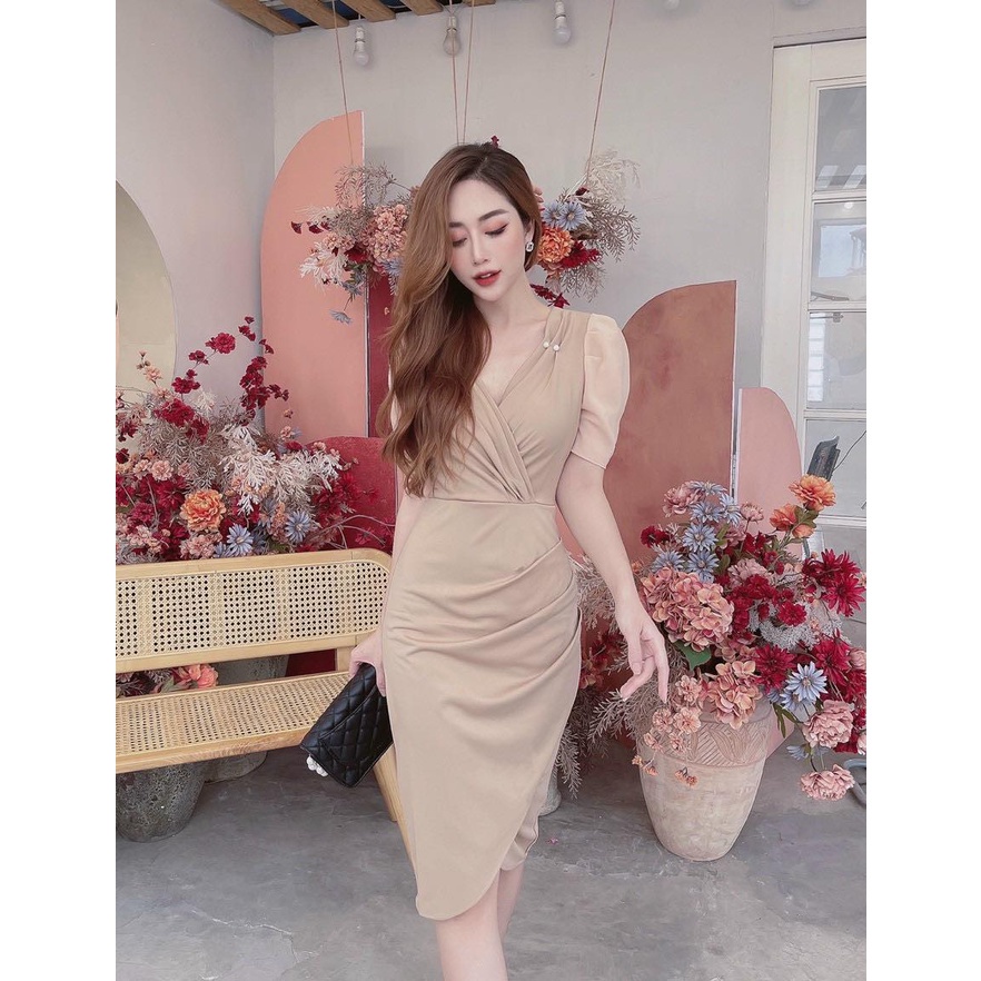 Váy đuôi cá dự tiệc thiết kế cao cấp phối ren ống tay siêu sang | BigBuy360 - bigbuy360.vn