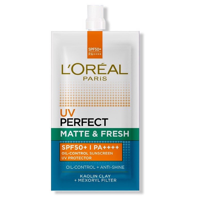 (mẫu thử 7ml/ 15ml) Kem Chống Nắng Kiềm Dầu Se Mịn Lỗ Chân Lông LOREAL UV PERFECT MATTE & FRESH SPF50/PA++++