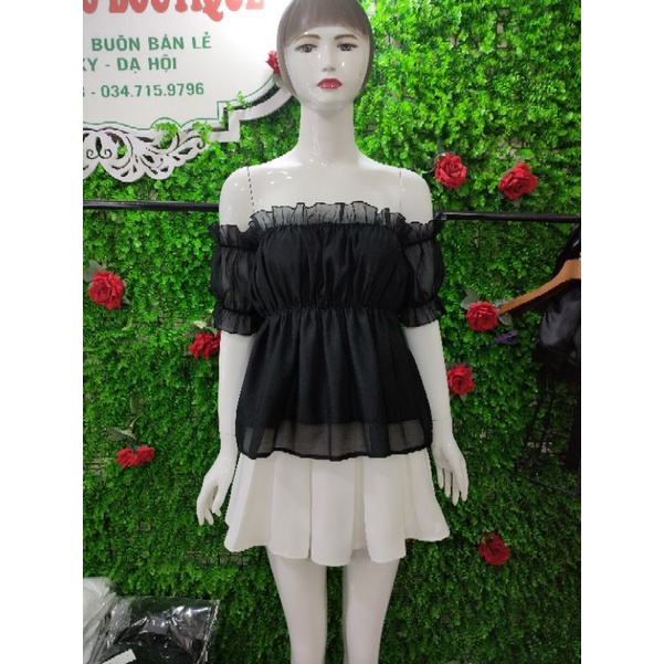 Áo kiểu Hàn Quốc Thu Hương, áo trễ vai tơ nến siêu xinh alohashop91