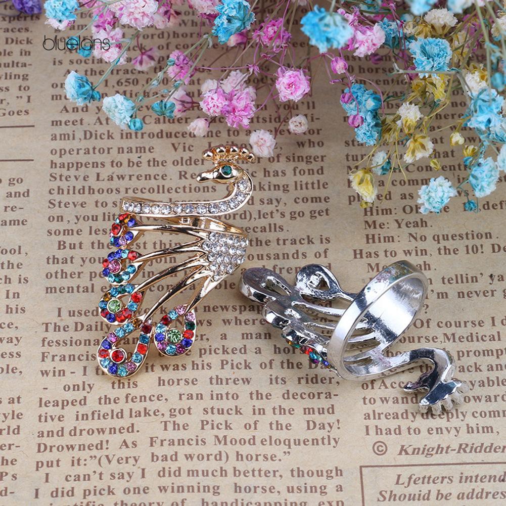 Nhẫn Mạ Vàng Hình Con Công Đính Đá Sang Trọng Cho Nữ