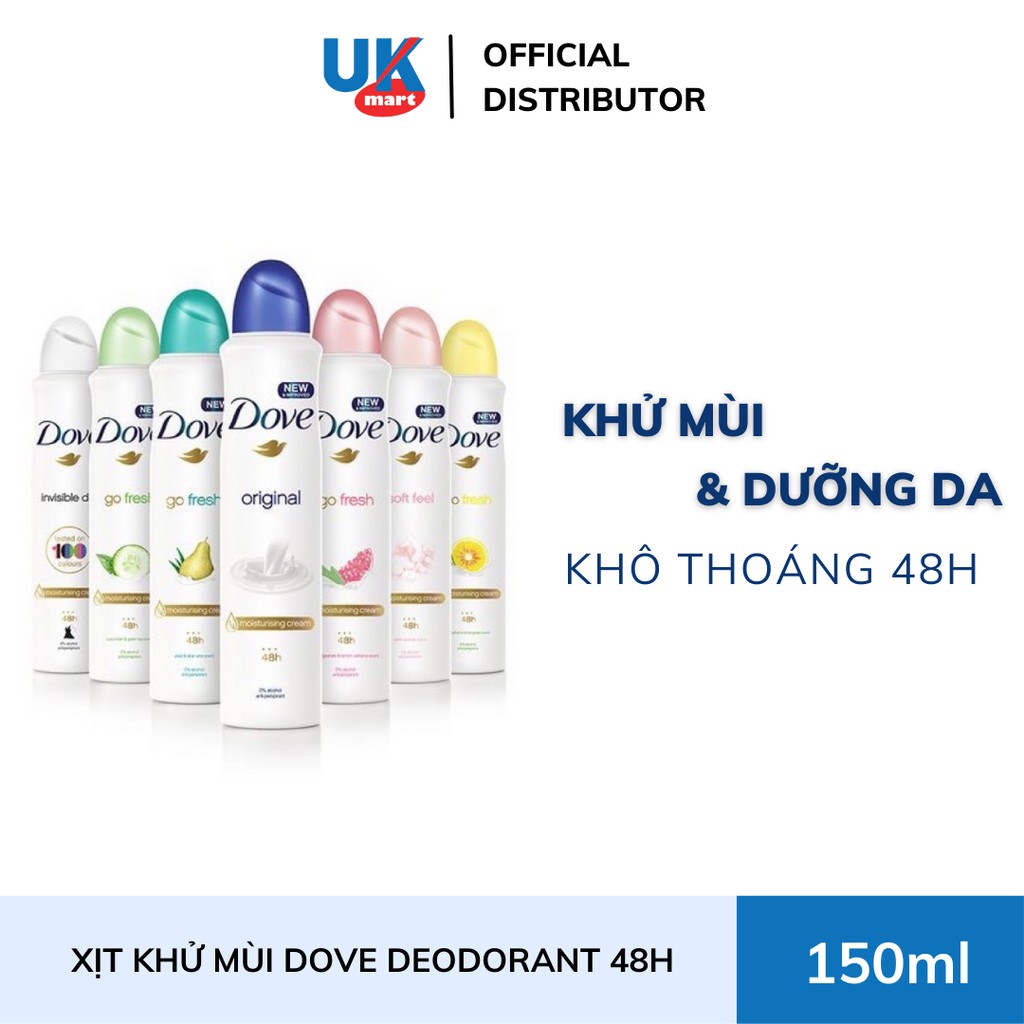 Xịt Khử Mùi Dưỡng Da Sáng Mịn Dove 48H 150ml