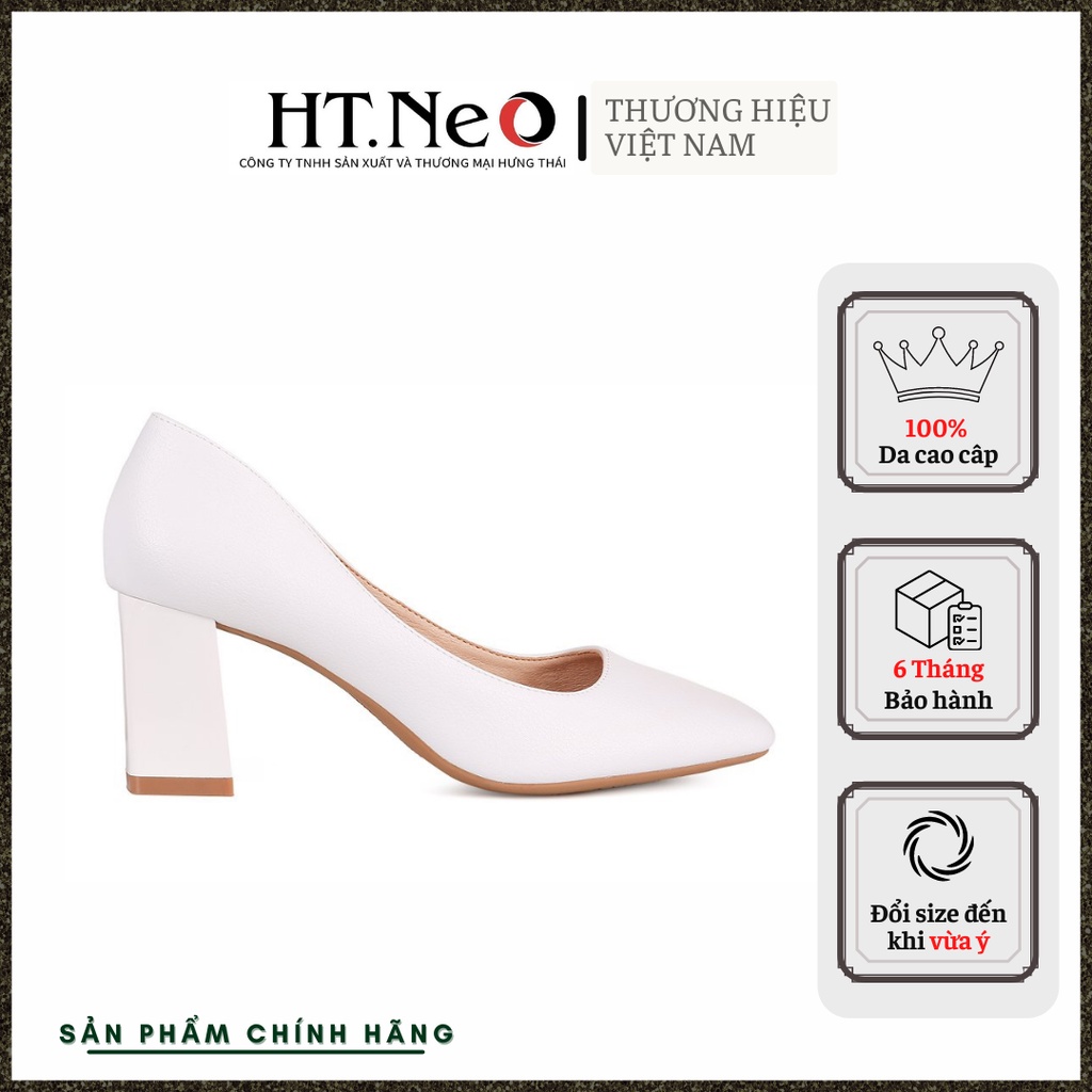 Giày cao gót đế vuông 7cm - giày nữ cao cấp HT.NEO da bò siêu mềm, sang trọng, thanh lịch và vô cùng chắc chắn  CS162