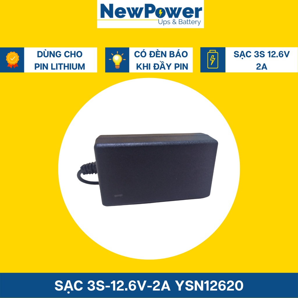 Sạc 3S 12.6V-2A YSN-12620 dùng cho Pin Li-ion (Lithium-ion) Có Đèn Báo Đầy Pin