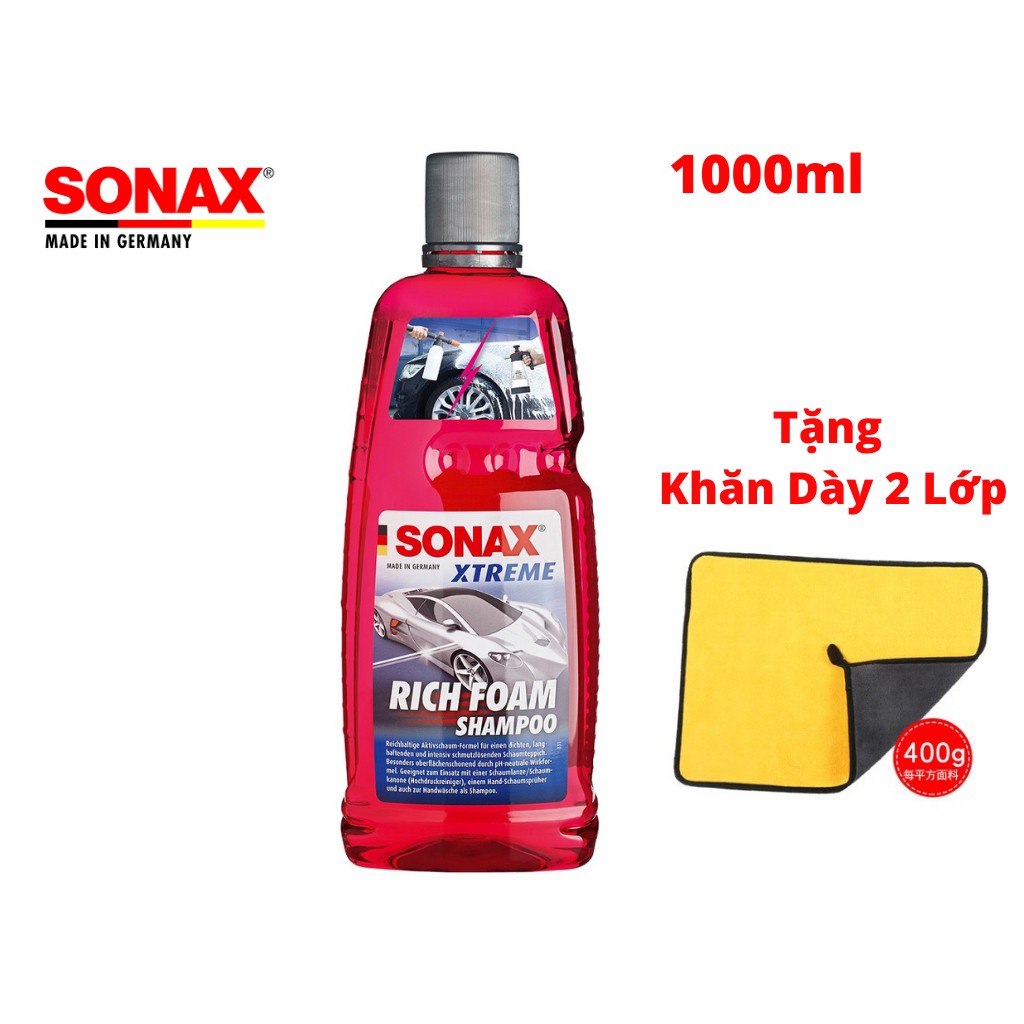 Nước Rửa Xe Sonax ,Rửa Xe Bọt Tuyết Sonax Xtreme Rich Foam Shampoo 1000ml Tặng Khăn Microfiber