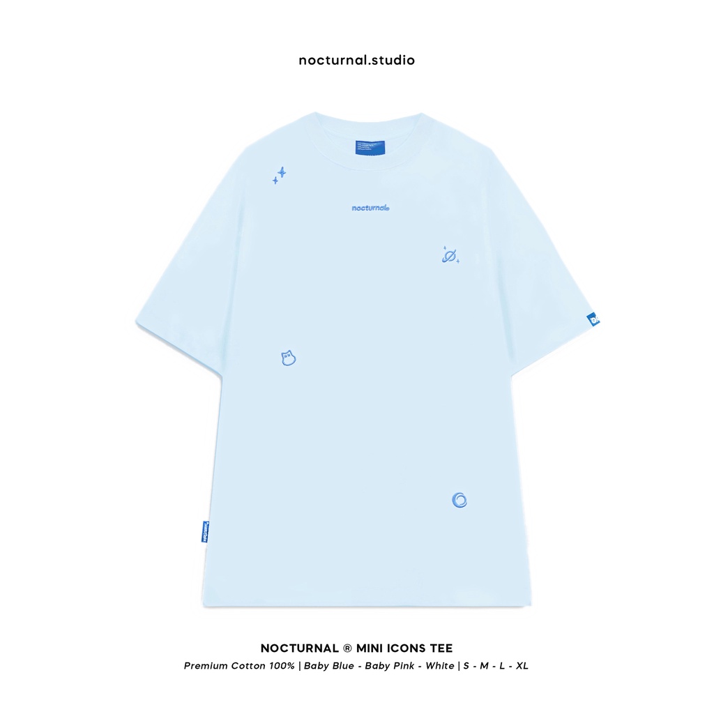 Áo Thun Thêu NOCTURNAL Mini Icons Tee Cotton 100%  Unisex Form Rộng Tay Lỡ Oversize Local Brand