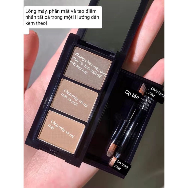 Unny Club Phấn trang điểm chân mày ba màu tự nhiên không nhòe chống thấm nước và mồ hôi