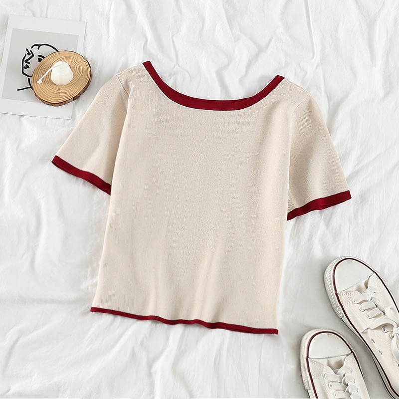 NUZIRO Áo croptop  dệt kim thiết kế đơn giản dễ phối đồ cho nữ