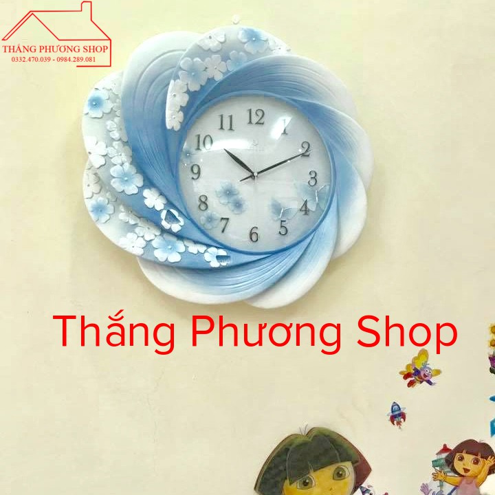 Đồng Hồ Treo Tường Hoa Mẫu Đơn TP-040BL (Tặng Máy Đồng Hồ Thay Thế)