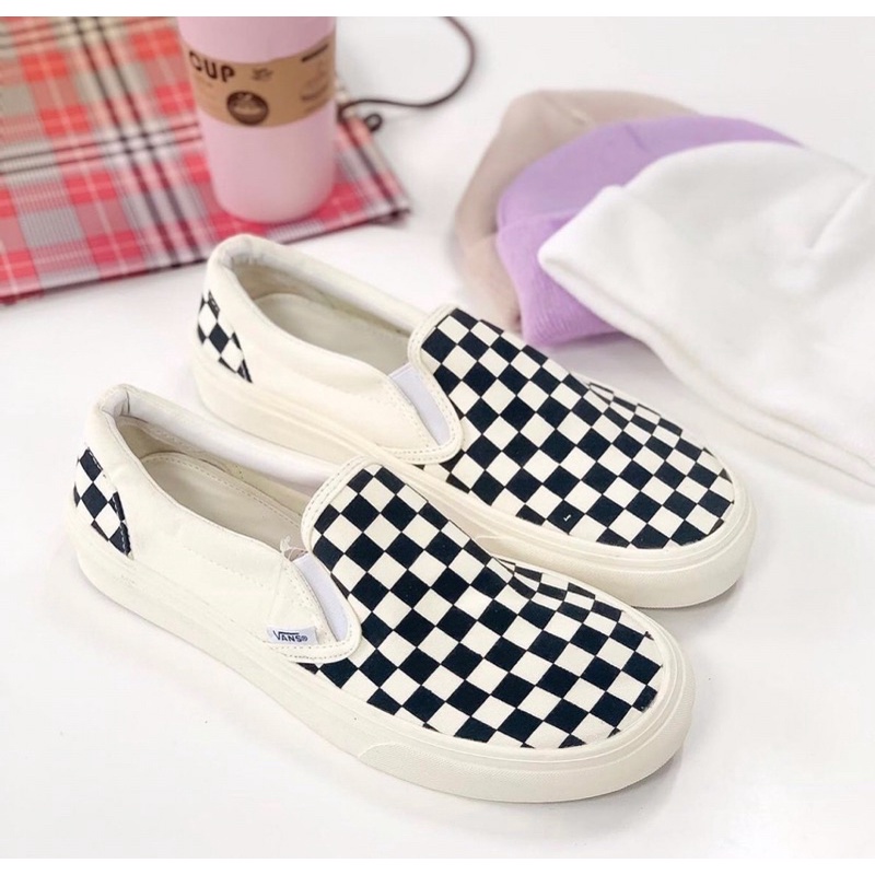 🌈 Giày 𝐕𝐀𝐍𝐒 Caro Lười Viền Trắng, Giày Thể Thao 𝐕𝐀𝐍𝐒 Đen Old Skool Nam Nữ Full Box Bill Hot Nhất 2022