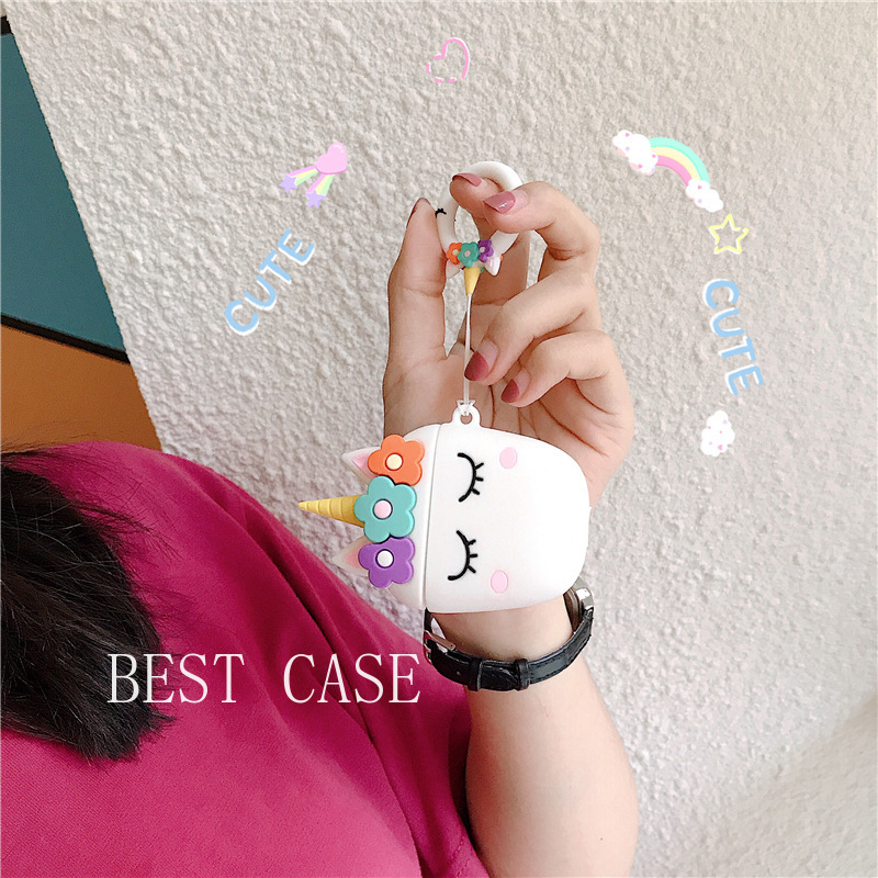Vỏ Bảo Vệ Hộp Sạc Tai Nghe Airpod Hình Kỳ Lân Đáng Yêu