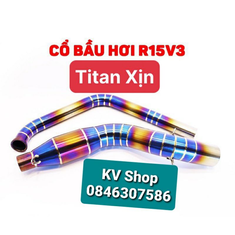 Cổ pô Titan xịn gắn R15V3 - Exciter 150 - Winner X/ V1 - MT15, Cổ bầu titan xịn