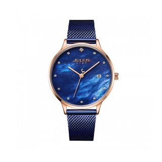 Đồng hồ nữ Julius Star Hàn Quốc JS-004D dây thép màu xanh tươi trẻ