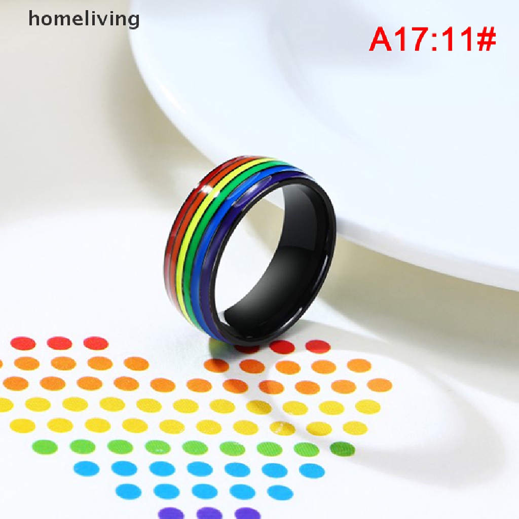 Nhẫn Cầu Vồng LGBT Bằng Thép Không Gỉ