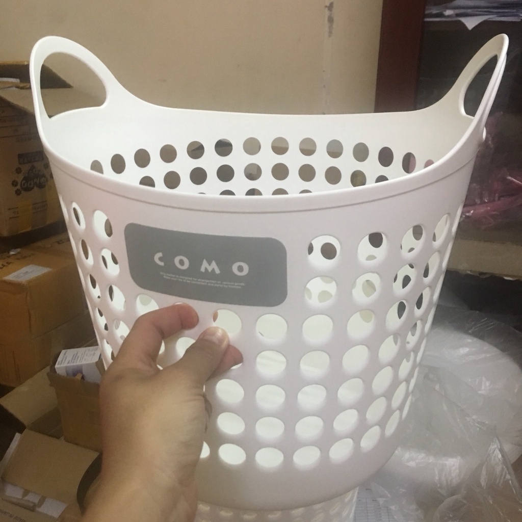 Giỏ tay quai Inomata Nhật Bản nhựa cao cấp đựng đồ đa năng cỡ trung 35cm x 33cm x 36.4cm