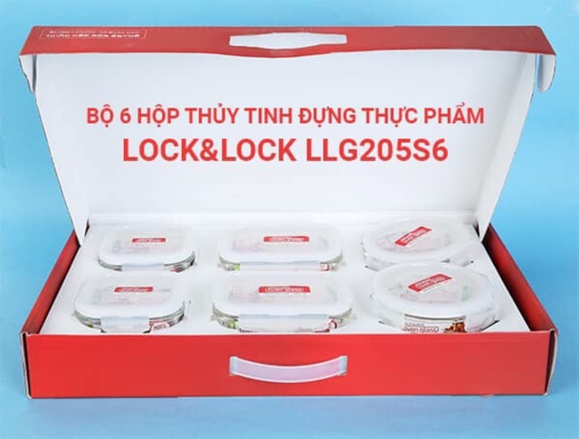 🔥 Bộ 6 hộp thủy tinh đựng thực phẩm Lock&Lock  LLG205S6