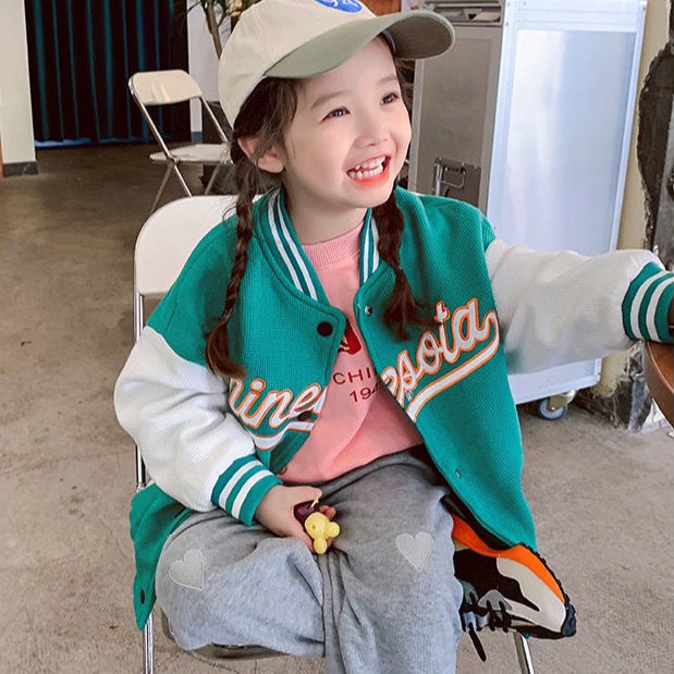 Áo khoác bóng chày thời trang xuân thu hàng mới 2021 thời trang thường ngày dáng rộng kiểu Tây dành cho trẻ em