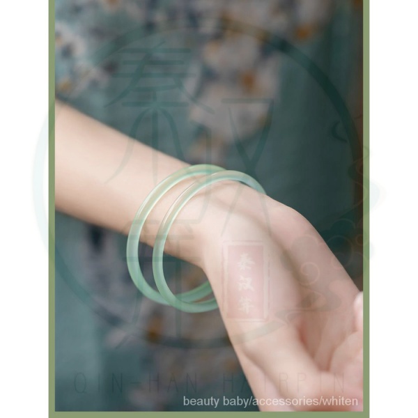 Vòng tay đá mã não tự nhiên màu xanh lá nhạt phong cách retro cho n