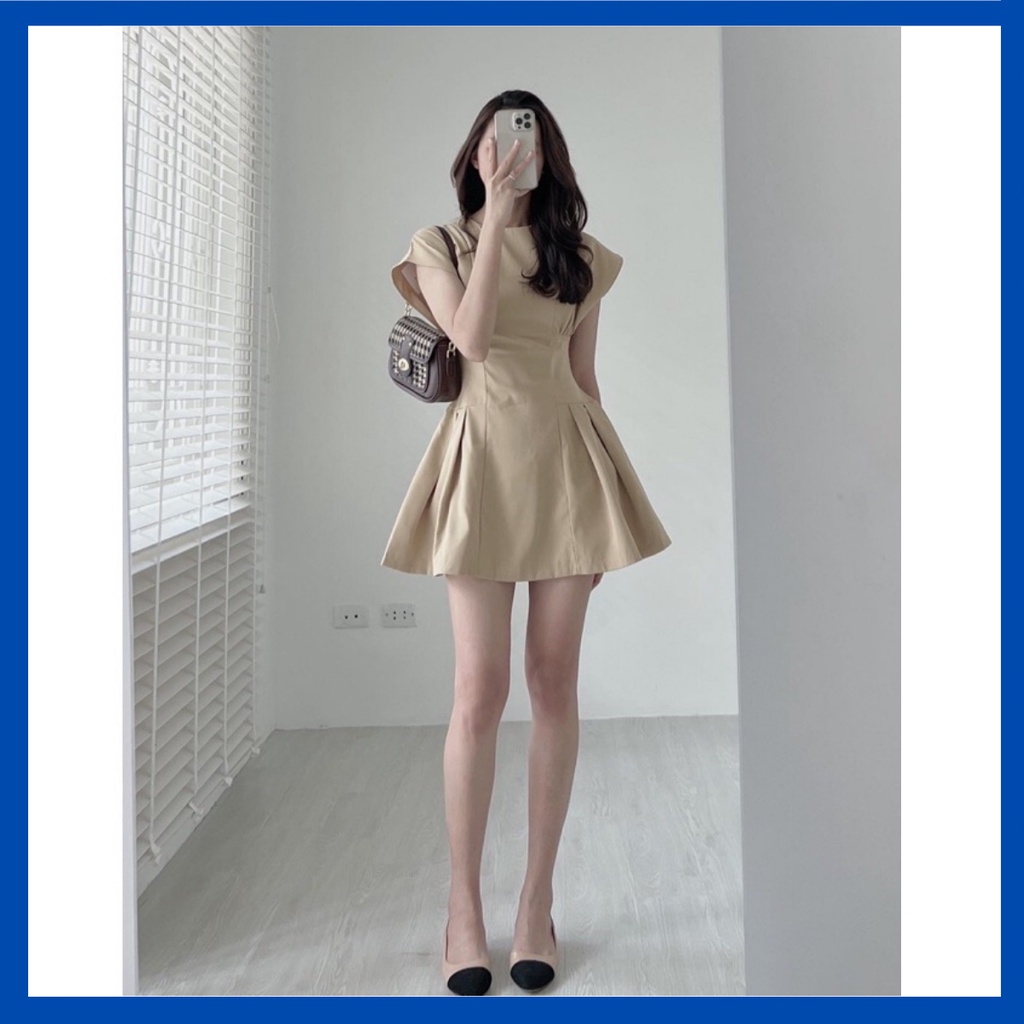 Đầm thiết kế, Đầm Tay Cánh Tiên Eo Cong Xếp Li Trẻ Trung - kameco