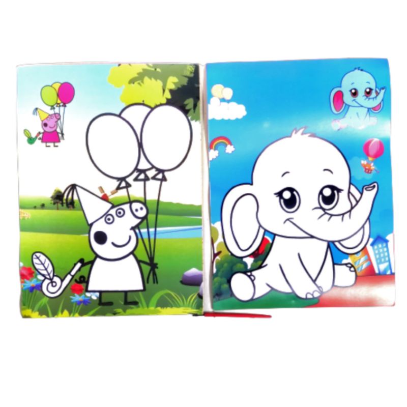 Tranh tô màu nước tô màu lên tranh mẫu sẵn cho bé tập vẽ mỹ thuật, gồm 5 tranh màu và cọ vẽ