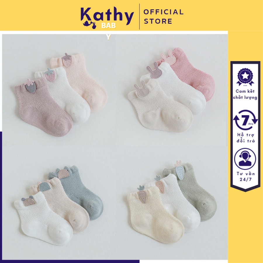 Tất Vớ Cotton Mùa Hè Cho Bé Chất Lưới Co Giãn, Thoáng Mát Dễ Thương Kathybabi Từ 0-18 Tháng