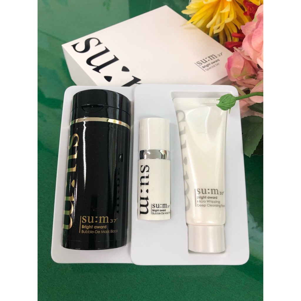 Mặt nạ tạo bọt, thải độc & dưỡng trắng Sum (Su:m37 Bright Award Bubble-De Mask special set) 3 sp_ Mặt nạ Sum mini