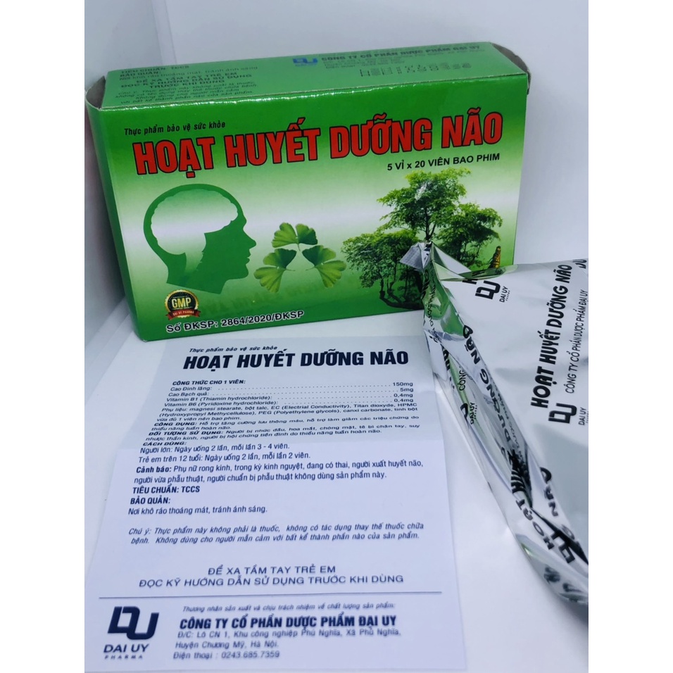 HOẠT HUYẾT DƯỠNG NÃO Đại Uy hộp 100 viên  - Viên
