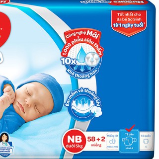 Tã Dán Sơ Sinh Huggies Dry Newborn NB58+2