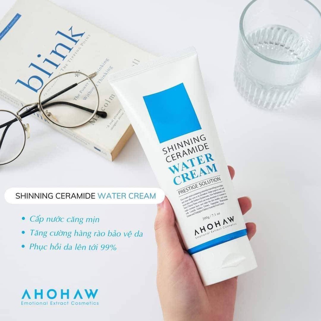 Kem Ceramide Cấp Nước Ahohaw Shining Water Cream 200g Căng Bóng Làn Da