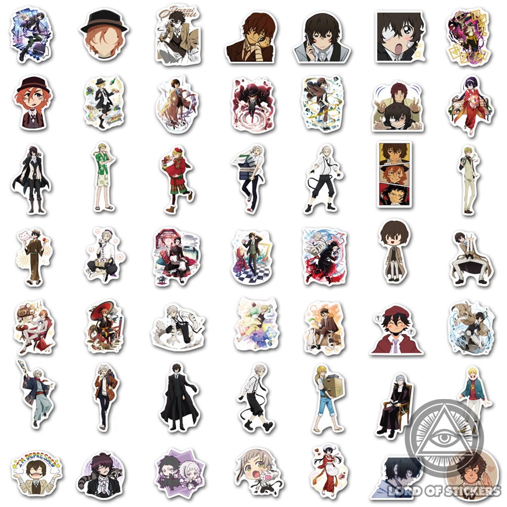 Set 100 Hình Dán Bungo Stray Dogs Sticker Anime Manga Chống Thấm Nước Trang Trí Mũ Nón Bảo Hiểm, Laptop, Điện Thoại, Sổ