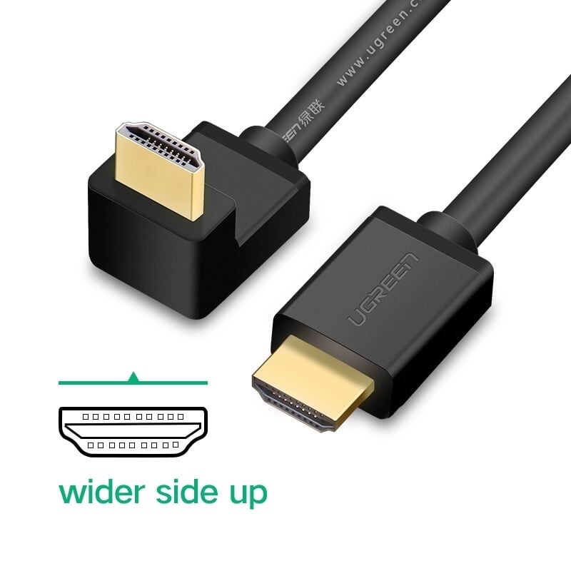 Dây HDMI Đen một đầu vuông góc bẻ xuống 1.4 đồng 100% 19+1 UGREEN 10173 11109 10172 HD103