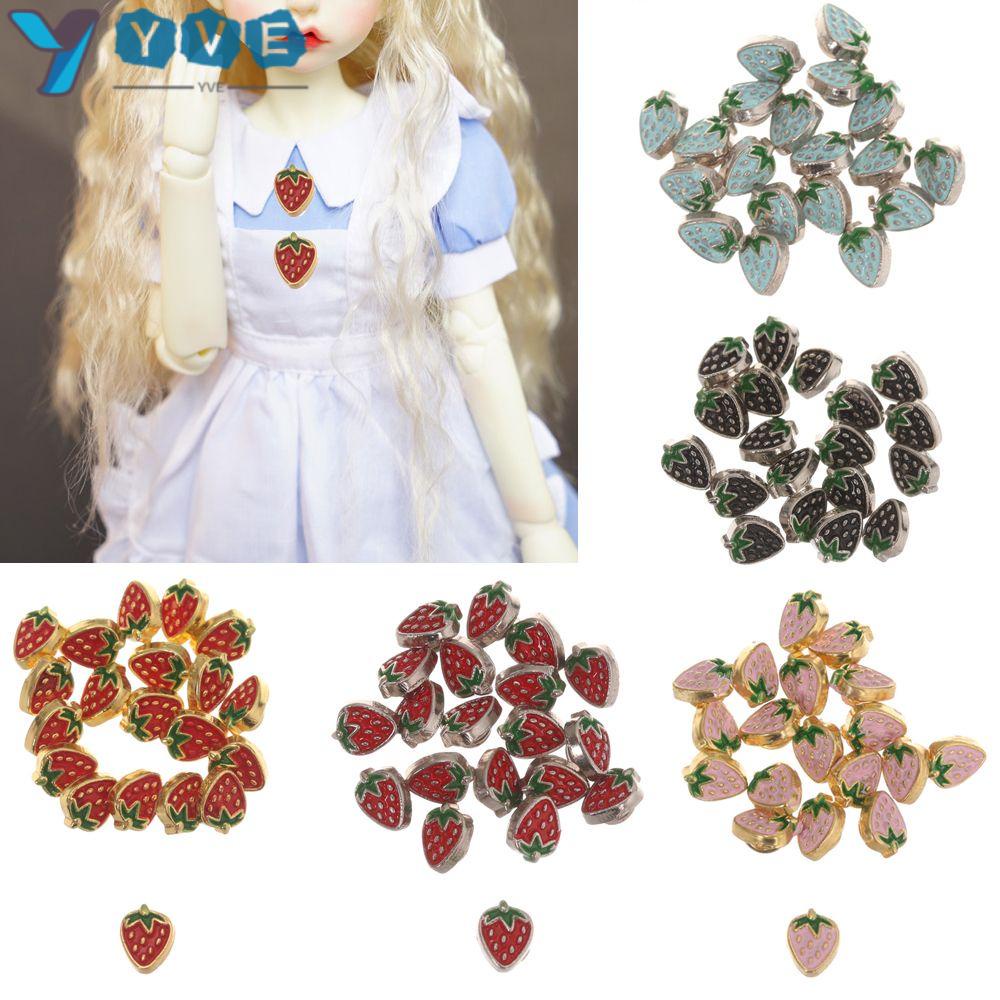 Set 20/40 Khuy Áo Hình Trái Dâu Cho Trang Trí Búp Bê DIY
