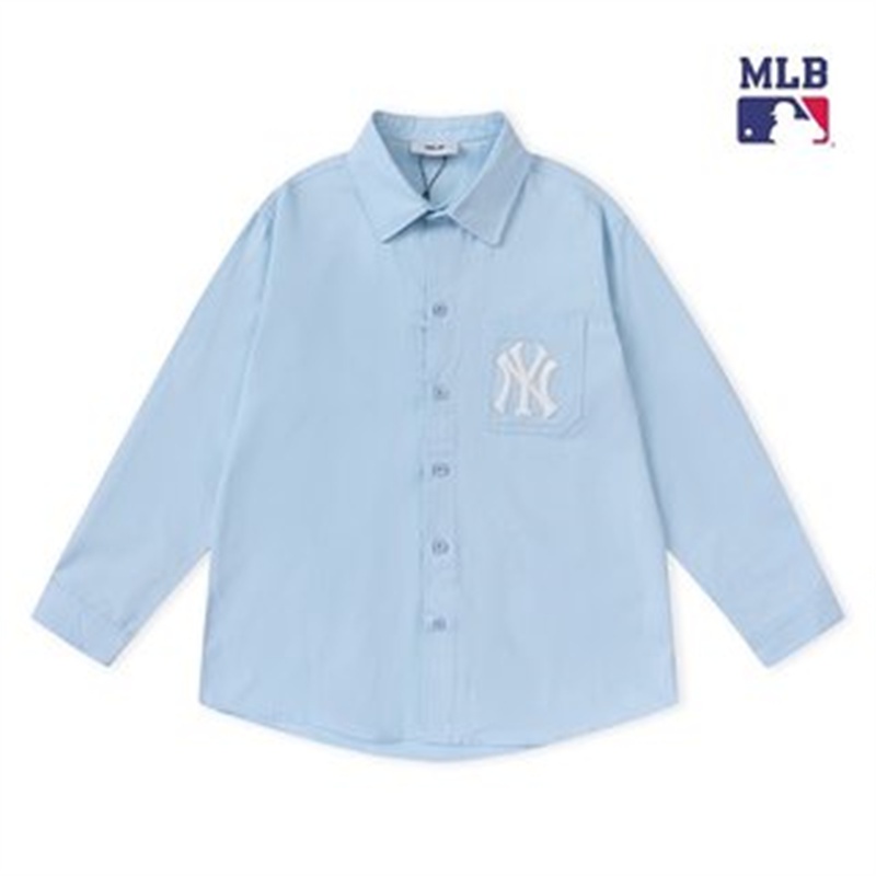 MLB Áo Sơ Mi Tay Dài Thêu Họa Tiết Cổ Điển Thời Trang Cho Cặp Đôi