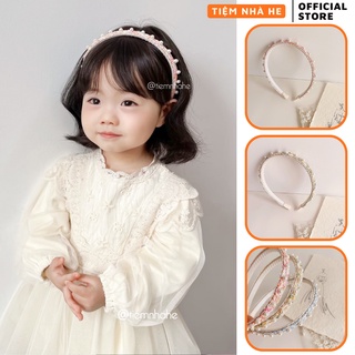 Băng Đô Cài Tóc Bờm Đính Đá Hạt Ngọc Giả Trai Phong Cách Tiểu Thư Hàn Quốc Cho Bé Gái Tiệm Nhà He