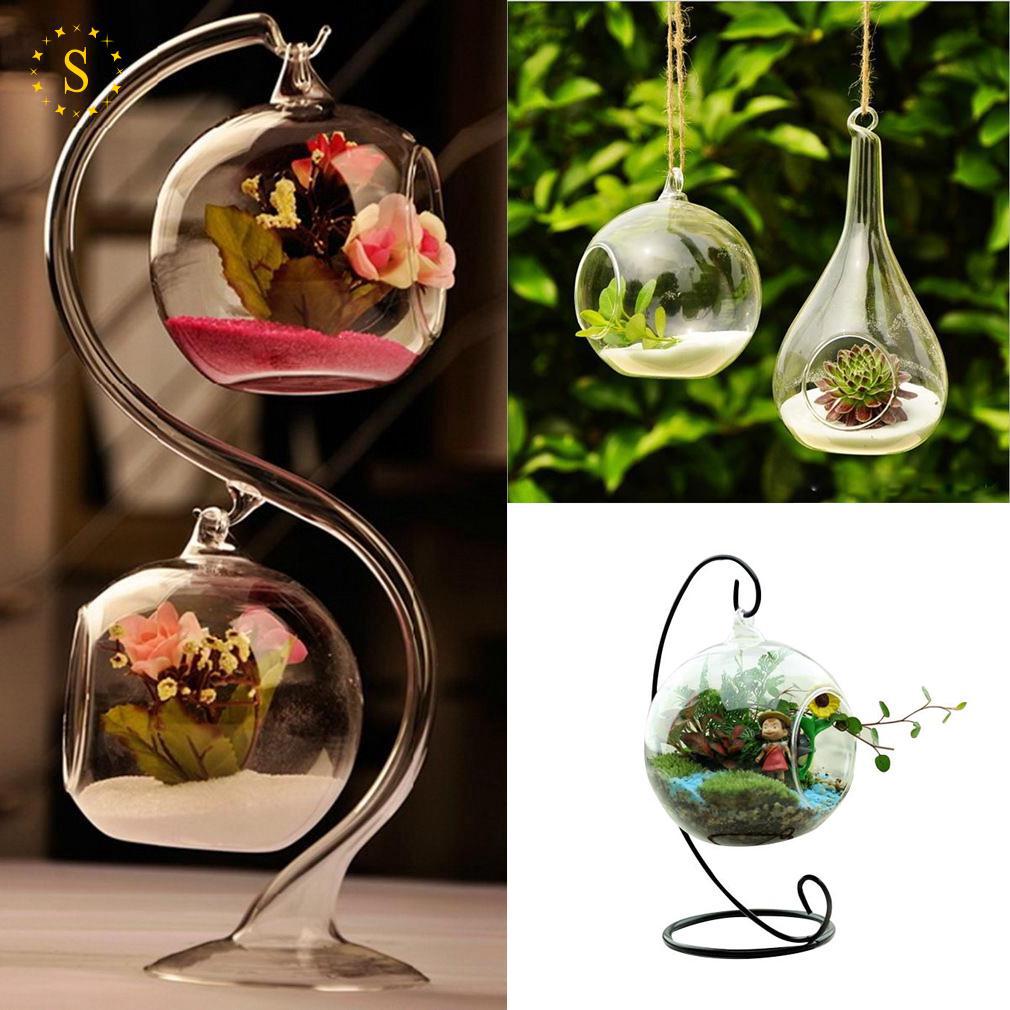 Lọ hoa thủy tinh hình quả cầu treo trang trí phòng sang trọng đẹp mắt