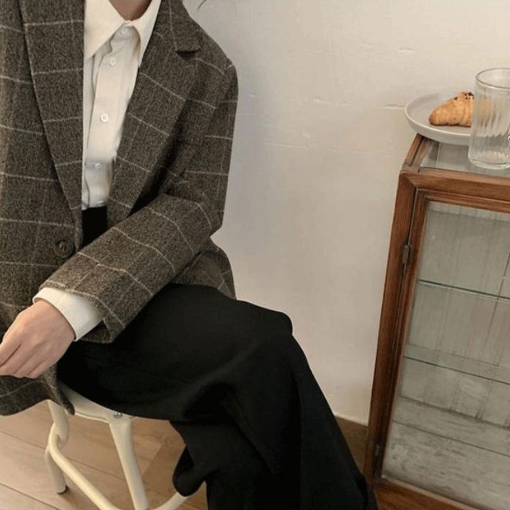 Xiaozhainv Áo Sơ Mi Tay Dài Dáng Rộng Thời Trang Hàn Quốc Kiểu Retro Cho Nữ