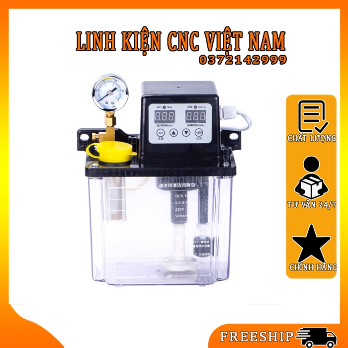 Bơm nhớt, bơm dầu máy CNC loại nhựa - nhôm - tự động