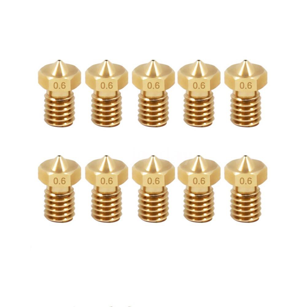 10pcs/lot V6 Nozzle 1.75mm Stainless Steel/ Brass Nozzles 0.2 0.3 0.4 0.5 0.6mm for 3D Printer Parts