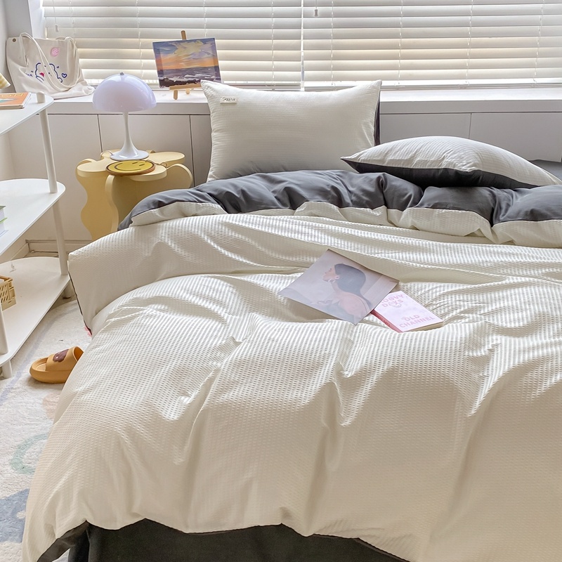 Bộ Drap giường Và Vỏ Gối Họa Tiết Waffle Thời Trang Bốn Mùa