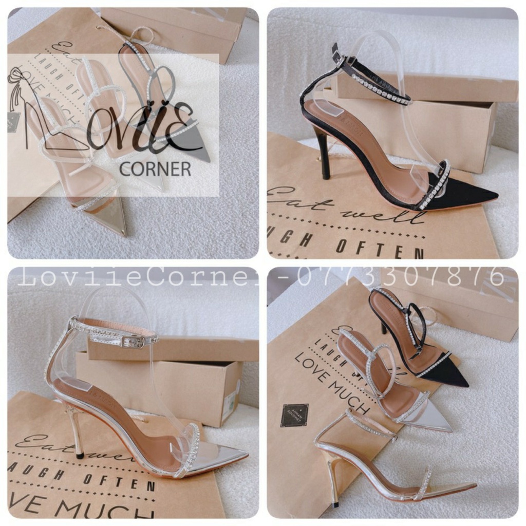 SANDAL CAO GÓT LOVIIECORNER - GIÀY MŨI NHỌN DÂY MẢNH - GUỐC NỮ THỜI TRANG - CAO GÓT NỮ QUAI NGANG ĐÍNH ĐÁ - G220946