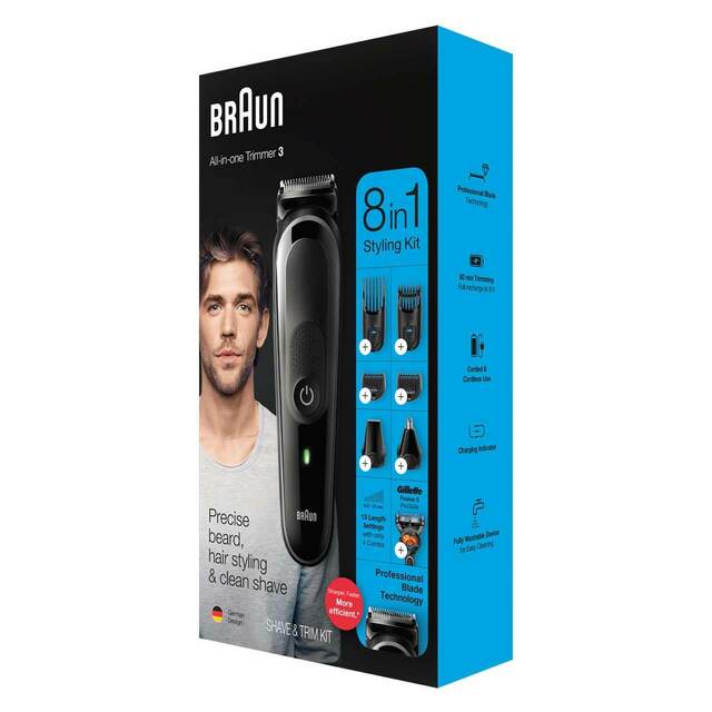 Tông Đơ Đa Năng, Cắt Tóc Cạo Tỉa Râu Braun 8 in 1 | All-in-One, Cạo, Tỉa Râu, Tỉa, Cắt Lông Mũi