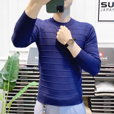 Áo Len Nam Cổ Tròn Gân Ngang SUKIYA Chất Liệu Len Lông Cừu Mềm Mịn Đủ Size AL03