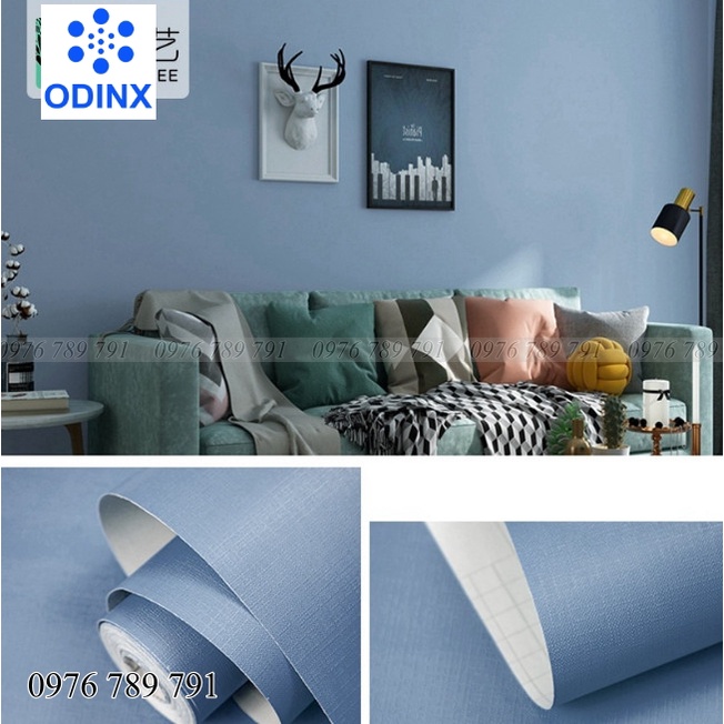 Giấy Dán Tường Phòng Ngủ Có Keo Sẵn 10m, Decal Dán Tường Trơn 1 Màu Vân Nhám ODINX