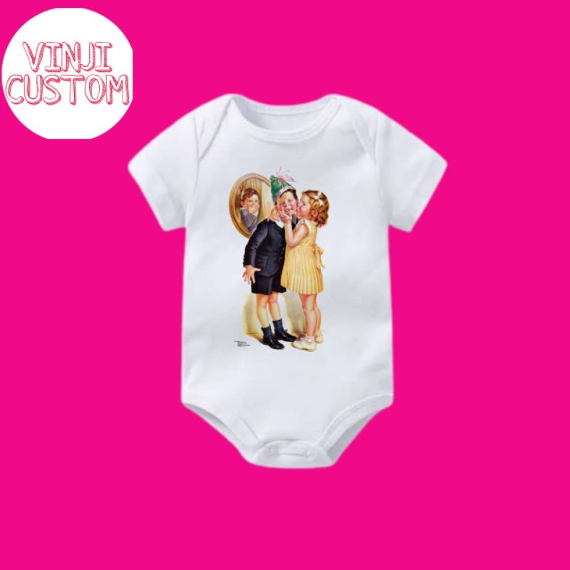 Áo Sơ Mi Liền Quần In logo KISS baby 0 1 2 3 4 5 6 7 8 9 10 11 12 Tháng 1 Tuổi Cho Bé Trai / Bé Gái